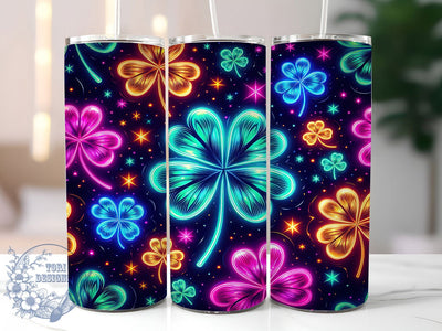 Neon Shamrocks St. Paddy's 20oz Tumbler, St Patrick's Day Design, 20oz Sublimation Wrap, Glow in the Dark Drinkware, Irish Luck Mug, Shamrock Drinkware, Festive St. Paddy's Gift Sublimation ToriDesigns 