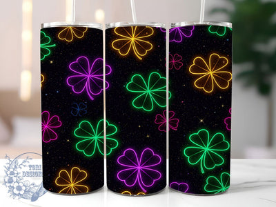 Neon Shamrocks St. Paddy's 20oz Tumbler, St Patrick's Day Design, 20oz Sublimation Wrap, Glow in the Dark Drinkware, Irish Luck Mug, Shamrock Drinkware, Festive St. Paddy's Gift Sublimation ToriDesigns 