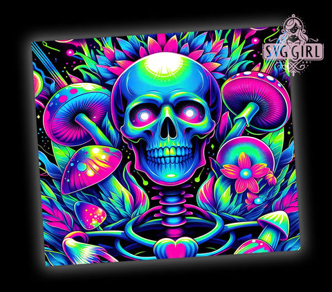 Neon Skeletons 20oz Tumbler Wrap Sublimation Design, Straight Tapered Tumbler Wrap, Spooky Tumbler Png, Instant Digital Download Sublimation SvggirlplusArt 