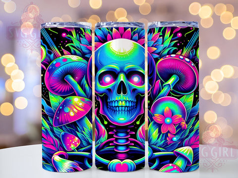 Neon Skeletons 20oz Tumbler Wrap Sublimation Design, Straight Tapered Tumbler Wrap, Spooky Tumbler Png, Instant Digital Download Sublimation SvggirlplusArt 