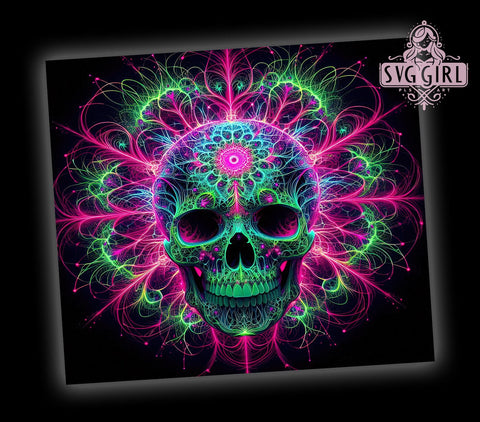 Neon Skull 20oz Tumbler Wrap Sublimation Design, Straight Tapered Tumbler Wrap, Pink Green Skull Tumbler Png, Instant Digital Download Sublimation SvggirlplusArt 