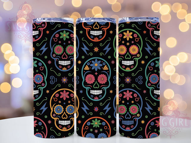 Neon Skull Gothic Halloween Glow Tumbler, Gothic Halloween Wrap, Spooky Neon Sublimation, Horror Skull Drinkware, Glow in the Dark Tumbler, Creepy Gothic Cup, Haunted Neon Design Sublimation SvggirlplusArt 