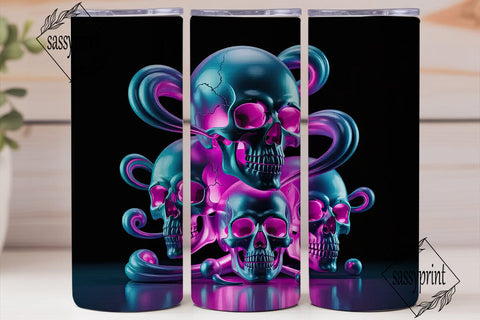 Neon Skull Tumbler Wrap Sublimation sassyprint 