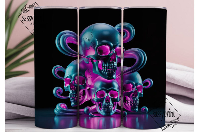 Neon Skull Tumbler Wrap Sublimation sassyprint 