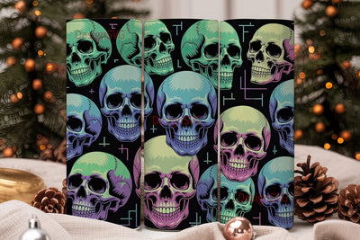 Neon Skulls 20oz Tumbler Wrap Sublimation DesignSVG 