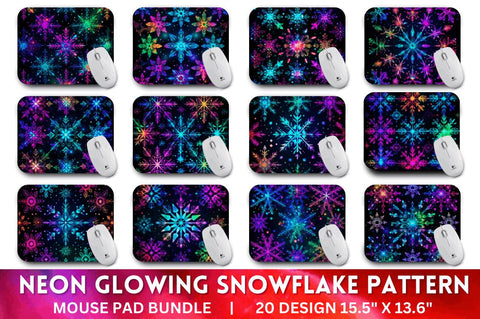 Neon Snowflake Pattern Mouse Pad Bundle Sublimation Regulrcrative 