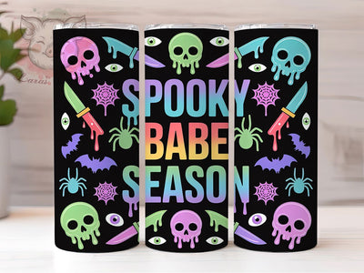 Neon Spooky Babe Retro Halloween Tumbler, Spooky Babe Cup Wrap, Skull Ghost Bat Design, 20Oz Sublimation Tumbler, Bright Gothic Drinkware, Retro Neon Halloween, Colorful Spooky Mug Sublimation Lara' s Designs 