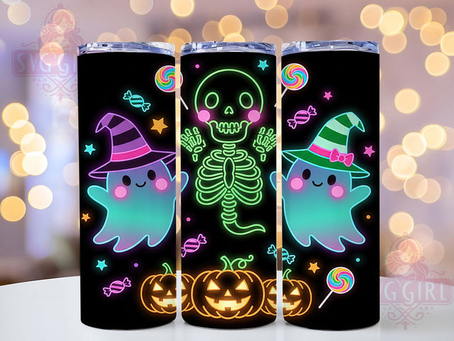 Neon Spooky Halloween Ghost Tumbler Wrap, Neon Spooky Wrap, 20Oz Sublimation Design, Bright Ghost Cup Wrap, Spooky Neon Drinkware, Kawaii Halloween Tumbler, Glow In The Dark Ghost Mug Sublimation SvggirlplusArt 