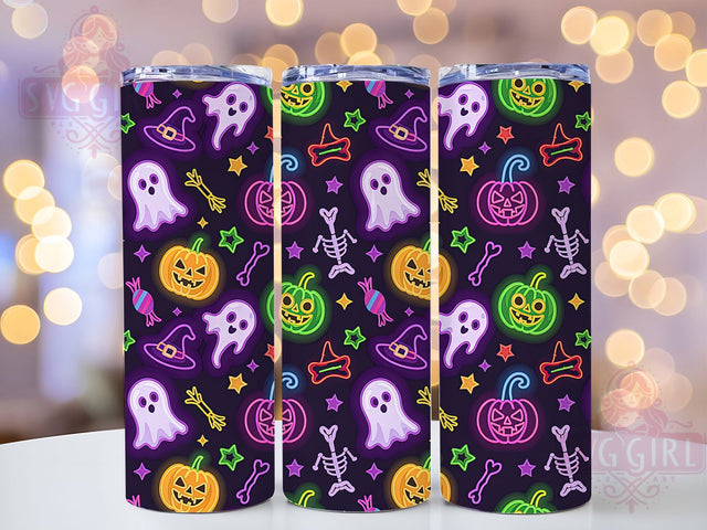 Neon Spooky Halloween Ghost Tumbler Wrap, Neon Spooky Wrap, 20Oz Sublimation Design, Bright Ghost Cup Wrap, Spooky Neon Drinkware, Kawaii Halloween Tumbler, Glow In The Dark Ghost Mug Sublimation SvggirlplusArt 