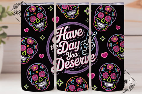 Neon Sugar Skull Tumbler Wrap Sublimation sassyprint 