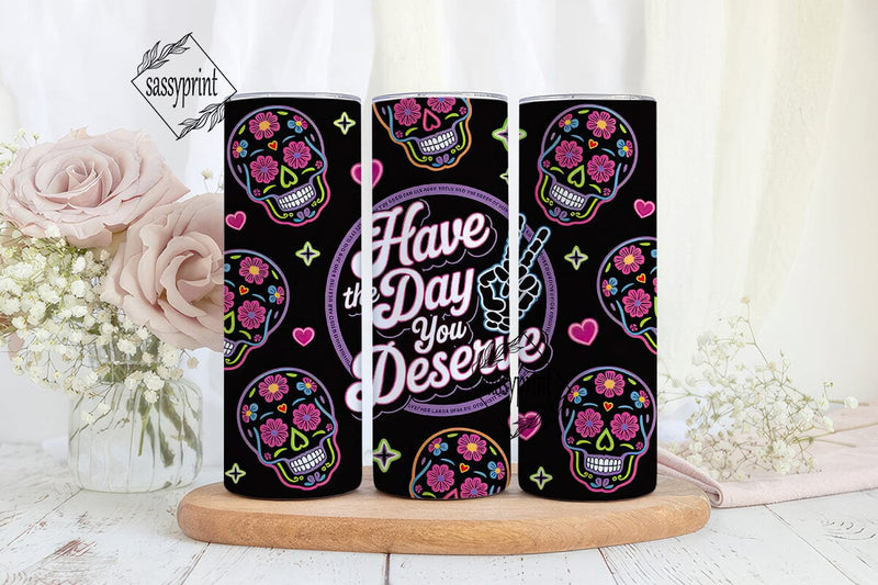 Neon Sugar Skull Tumbler Wrap Sublimation sassyprint 