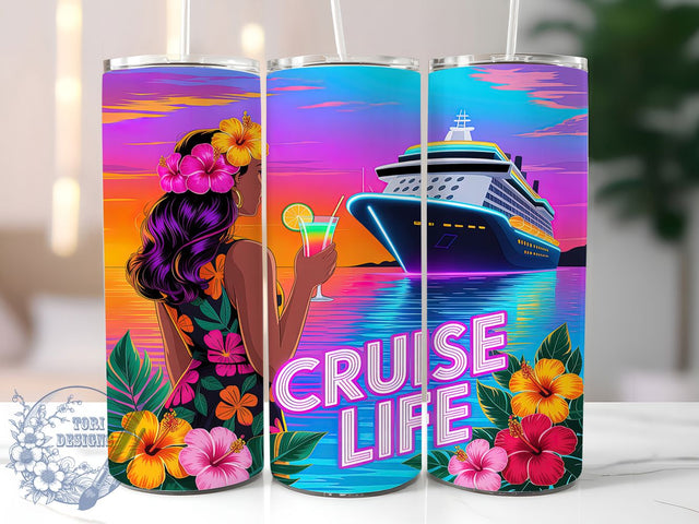 Neon Summer Cruise Tumbler, Summer Cruising Design, Neon Tumbler Art, 20Oz Sublimation Wrap, Cruise Life Print, Bright Neon Summer, Tumbler Sublimation Sublimation ToriDesigns 