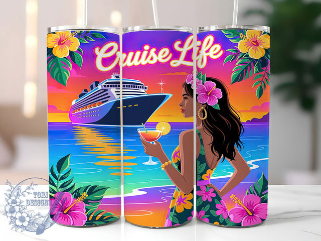 Neon Summer Cruise Tumbler, Summer Cruising Design, Neon Tumbler Art, 20Oz Sublimation Wrap, Cruise Life Print, Bright Neon Summer, Tumbler Sublimation Sublimation ToriDesigns 