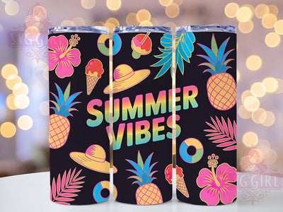 Neon Summer Vibes 20oz Tumbler Wrap, Tropical Flowers Design, Vivid Colors Sublimation, Summer Vacation Theme, Bright Floral Wrap, 20oz Tumbler Design, PNG Tumbler Wrap Sublimation SvggirlplusArt 