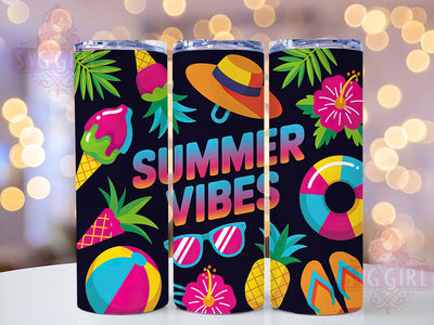 Neon Summer Vibes 20oz Tumbler Wrap, Tropical Flowers Design, Vivid Colors Sublimation, Summer Vacation Theme, Bright Floral Wrap, 20oz Tumbler Design, PNG Tumbler Wrap Sublimation SvggirlplusArt 