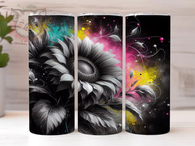 Neon Sunflower 20 oz Skinny Tumbler Sublimation Design, Straight & Tapered Tumbler Png, Sunflower Tumbler Png, Digital Download PNG Sublimation Lara' s Designs 