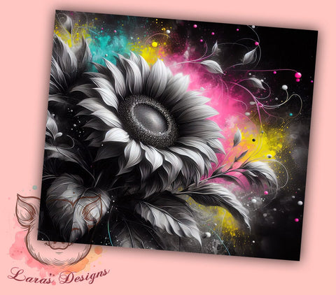 Neon Sunflower 20 oz Skinny Tumbler Sublimation Design, Straight & Tapered Tumbler Png, Sunflower Tumbler Png, Digital Download PNG Sublimation Lara' s Designs 