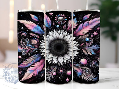 Neon Sunflower 20oz Skinny Tumbler, Boho Tumbler Png, Straight & Tapered Tumbler Wrap, Instant Digital Download Sublimation ToriDesigns 