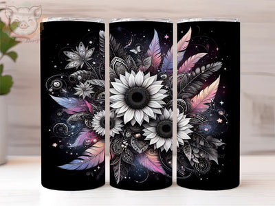 Neon Sunflower 20oz Tumbler Png, Straight & Tapered Tumbler Png, Boho Tumbler Png, Digital Download PNG Sublimation Lara' s Designs 