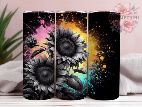 Neon Sunflower 20oz Tumbler Wrap PNG, Sunflower Tumbler PNG Sublimation Design, Straight & Tapered Tumbler Wrap, Instant Digital Download Sublimation Li Zamperini 