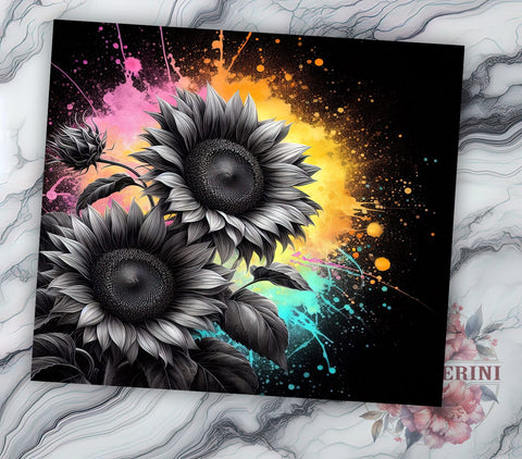 Neon Sunflower 20oz Tumbler Wrap PNG, Sunflower Tumbler PNG Sublimation Design, Straight & Tapered Tumbler Wrap, Instant Digital Download Sublimation Li Zamperini 