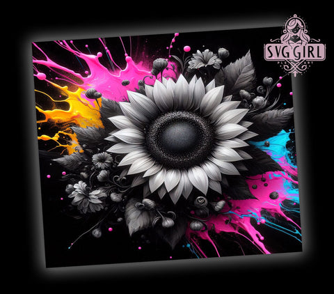 Neon Sunflower 20oz Tumbler Wrap Sublimation Design, Straight Tapered Tumbler Wrap, Sunflower Tumbler Png, Instant Digital Download Sublimation SvggirlplusArt 