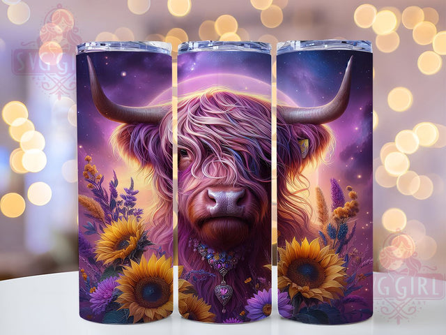 Neon Sunflower Cow Farm Tumbler Wrap, Neon Farm Animal, Sunflower Cow Design, Bright Highland Cattle, Funky Farm Art, Floral Cow Print, Modern Farm Decor Sublimation SvggirlplusArt 