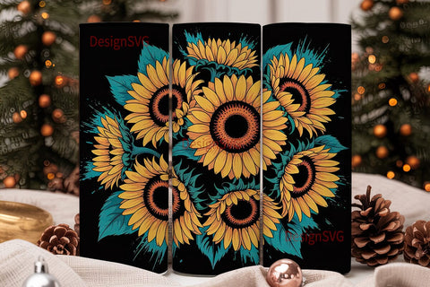 Neon Sunflower Splash 20oz Tumbler Wrap Sublimation DesignSVG 