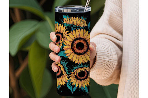Neon Sunflower Splash 20oz Tumbler Wrap Sublimation DesignSVG 