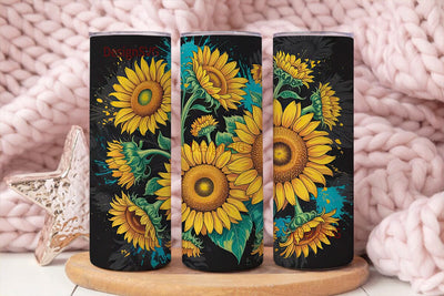 Neon Sunflower Splash 20oz Tumbler Wrap Sublimation DesignSVG 