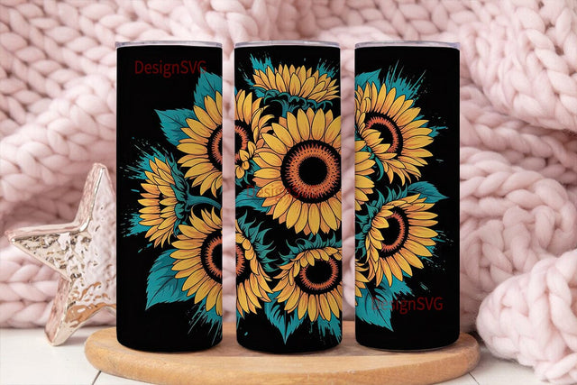Neon Sunflower Splash 20oz Tumbler Wrap Sublimation DesignSVG 