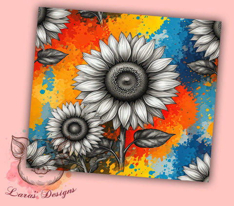 Neon Sunflower Tumbler, Floral Sublimation Wrap, 20oz Drinkware, Colorful Flower Design, Bright Floral Art, Summer Tumbler Design, Digital Download Sublimation Lara' s Designs 