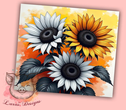 Neon Sunflower Tumbler, Floral Sublimation Wrap, 20oz Drinkware, Colorful Flower Design, Bright Floral Art, Summer Tumbler Design, Digital Download Sublimation Lara' s Designs 
