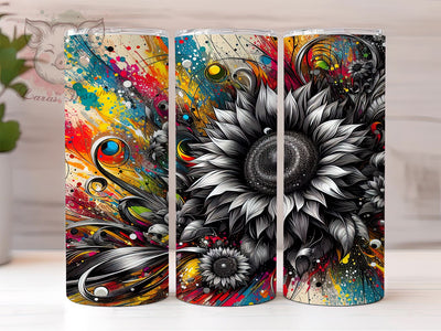 Neon Sunflower Tumbler, Floral Sublimation Wrap, 20oz Drinkware, Colorful Flower Design, Bright Floral Art, Summer Tumbler Design, Digital Download Sublimation Lara' s Designs 