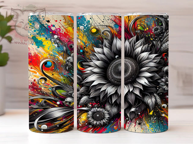 Neon Sunflower Tumbler, Floral Sublimation Wrap, 20oz Drinkware, Colorful Flower Design, Bright Floral Art, Summer Tumbler Design, Digital Download Sublimation Lara' s Designs 