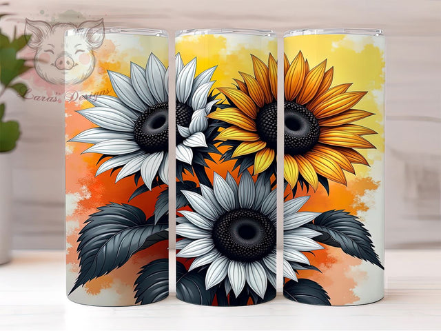 Neon Sunflower Tumbler, Floral Sublimation Wrap, 20oz Drinkware, Colorful Flower Design, Bright Floral Art, Summer Tumbler Design, Digital Download Sublimation Lara' s Designs 