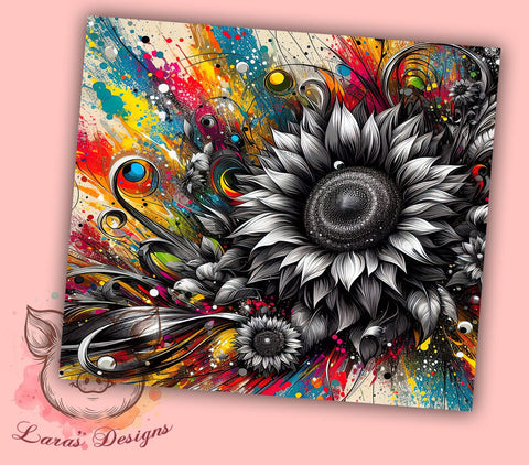 Neon Sunflower Tumbler, Floral Sublimation Wrap, 20oz Drinkware, Colorful Flower Design, Bright Floral Art, Summer Tumbler Design, Digital Download Sublimation Lara' s Designs 
