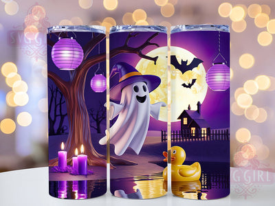 Neon Swing Ghost Duck Halloween Tumbler, Neon Duck Cup, 20Oz Sublimation Wrap, Cute Ghost Duck Mug, Bright Spooky Drinkware, Kawaii Neon Tumbler, Fun Halloween Design Sublimation SvggirlplusArt 