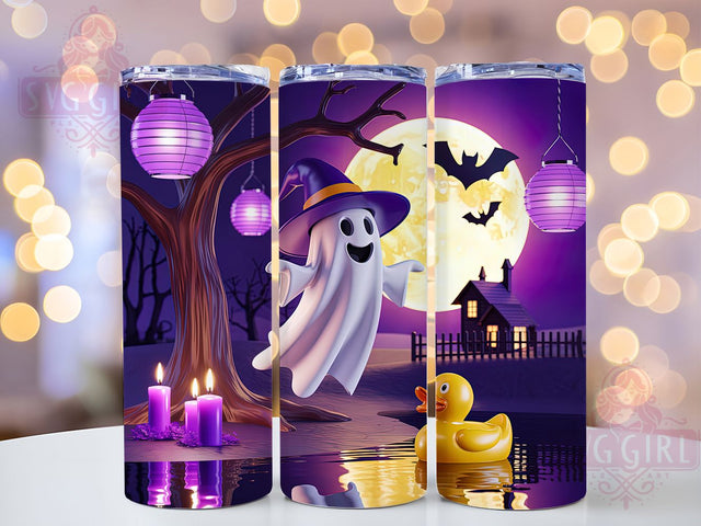 Neon Swing Ghost Duck Halloween Tumbler, Neon Duck Cup, 20Oz Sublimation Wrap, Cute Ghost Duck Mug, Bright Spooky Drinkware, Kawaii Neon Tumbler, Fun Halloween Design Sublimation SvggirlplusArt 