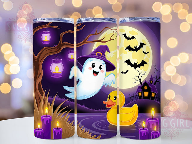 Neon Swing Ghost Duck Halloween Tumbler, Neon Duck Cup, 20Oz Sublimation Wrap, Cute Ghost Duck Mug, Bright Spooky Drinkware, Kawaii Neon Tumbler, Fun Halloween Design Sublimation SvggirlplusArt 