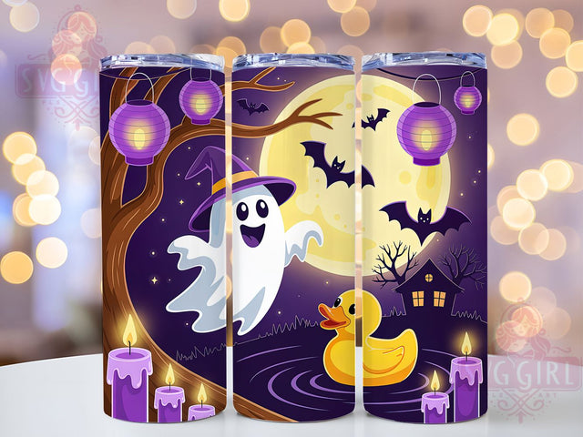 Neon Swing Ghost Duck Halloween Tumbler, Neon Duck Cup, 20Oz Sublimation Wrap, Cute Ghost Duck Mug, Bright Spooky Drinkware, Kawaii Neon Tumbler, Fun Halloween Design Sublimation SvggirlplusArt 