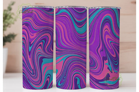 Neon Swirl Fluid Art 20oz Tumbler Wrap Sublimation PixelChick 