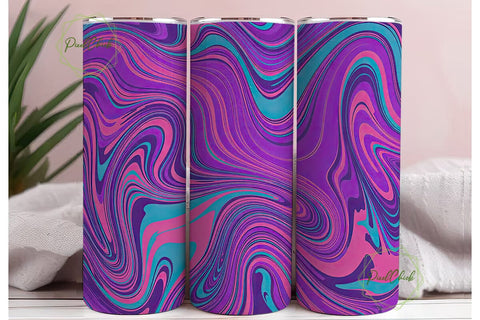 Neon Swirl Fluid Art 20oz Tumbler Wrap Sublimation PixelChick 