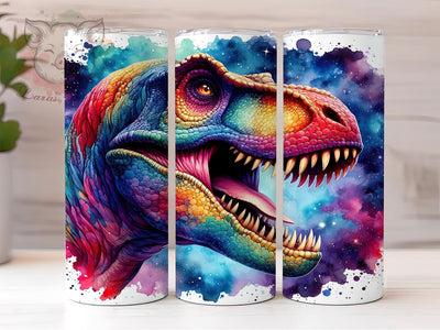 Neon T-Rex Dinosaur Colorful 20oz Tumbler Png, Straight & Tapered Tumbler Png, T-Rex Dinosaur Tumbler Png, Digital Download PNG Sublimation Lara' s Designs 