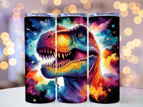 Neon T-Rex Dinosaur Colorful 20oz Tumbler Wrap Sublimation Design, Straight Tapered Tumbler Wrap, T-Rex Dinosaur Tumbler Png, Instant Digital Download Sublimation SvggirlplusArt 