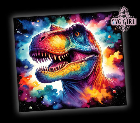 Neon T-Rex Dinosaur Colorful 20oz Tumbler Wrap Sublimation Design, Straight Tapered Tumbler Wrap, T-Rex Dinosaur Tumbler Png, Instant Digital Download Sublimation SvggirlplusArt 