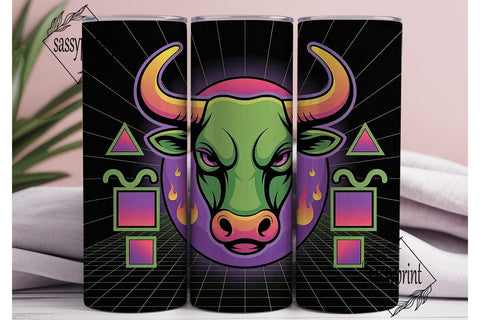 Neon Taurus 20oz Tumbler Wrap Sublimation sassyprint 