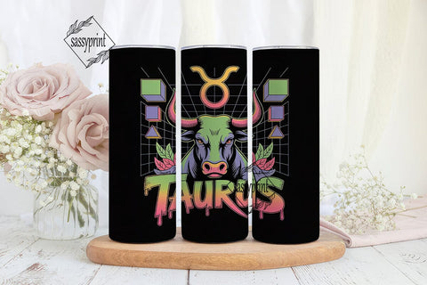 Neon Taurus 20oz Tumbler Wrap Sublimation sassyprint 