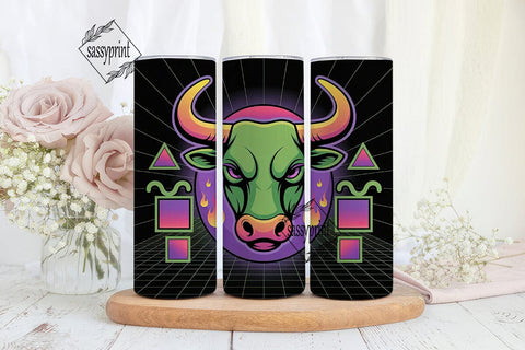Neon Taurus 20oz Tumbler Wrap Sublimation sassyprint 