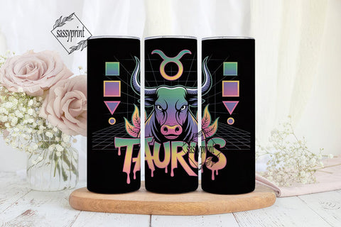 Neon Taurus 20oz Tumbler Wrap Sublimation sassyprint 